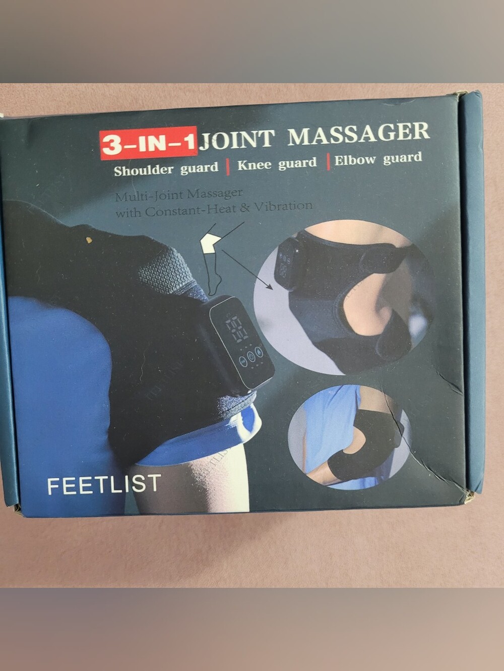NEW IN BOX. FOOTLIST. 3-in-1 Black Joint Massager - Shoulder, Knee & Elbow Guard